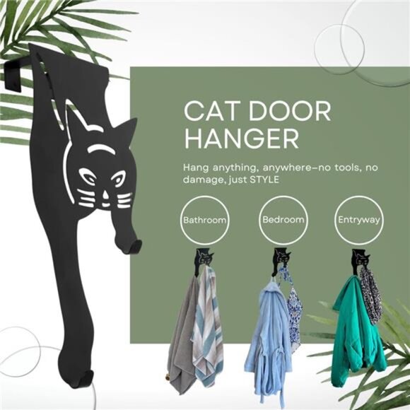 Cat Over The Door Hooks for Hanging - Black - Over The Door Organizer - Strong - Picture 10 of 14